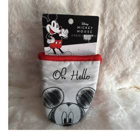 20709 Disney Mickey Mouse Inch Oh Hello 2-pack Non-slip Fabric/silicone Oven Mitt Set