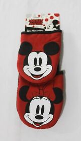 22801 Disney Adult Mickey Mouse Slip On 2 Pack Mini Oven Mitts Cl8 Red One Size Nwt