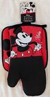 Bb1290502 Disney Mickey Mouse Oversized Oven Mitt And Pot Holder 2pc Set Black Red White Nwt