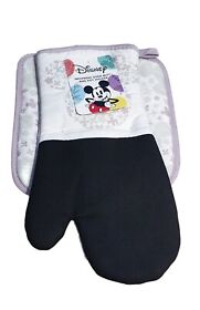 Disney Minnie Mouse Oven Mitt And Pot Holder Over Sized Lavender Gray Set