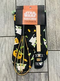 Disney Star Wars Baby Yoda Grogu 3 Piece Kitchen Set Halloween New Black Green