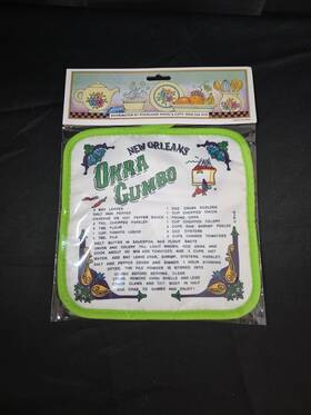 Dixieland Music & Gifts 654313007128 New Orleans Okra Gumbo Recipe Themed Potholder