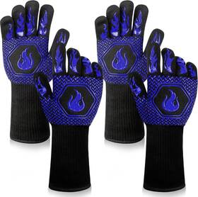 Ewh17 Dkhdbd Bbq Fireproof Gloves Grill Cut-resistant 1472 F Heat Blue-2 Pairs