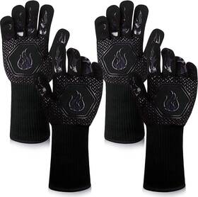 Ewh18 Dkhdbd Bbq Fireproof Gloves Grill Cut-resistant 1472 F Heat Black-2 Pairs
