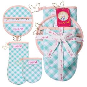 Dolly Parton 848405096941 Kitchenware Quilted Baking 3-pack Oven Mitten Set - Teal Plaid