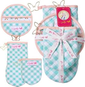 Msi032928 Dolly Parton Kitchenware Quilted Baking 3-pack Oven Mitten Set - Teal Plaid