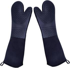 Domii 744759666772 Extra Long Silicone Oven Mitts Heavy Duty Heat Resistant 2 Pack