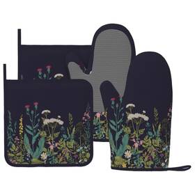 Donmyer-4pc-0705-5 Donmyer Vintage Floral Oven Mitts And Pot Holders 4 Pcs Set Silicone Kitchen Botanical