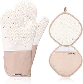 D-003 Dorkuova Oven Glove Cute Cooking Mittens For Kitchen Gloves Beige