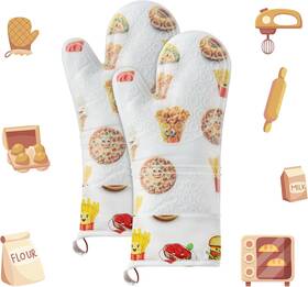 Dqelfa 313109294295 2pcs Oven Mitts Silicone Kitchen Mitt Heat Resistant Baking