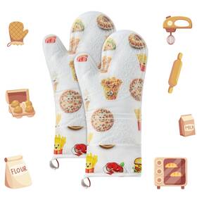 Dqelfa 658359092568 2pcs Oven Mitts Silicone Kitchen Mitt Heat Resistant Baking Glove