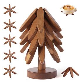 Dqvibe 783952225843 Wooden Tree Coasters Trivets For Hot Dishes Wood Set Of 5 Woode