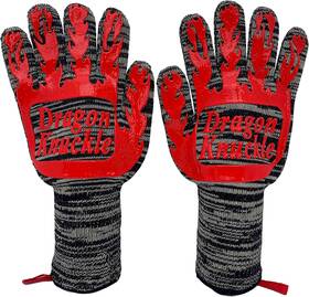 Dk02 Dragon Knuckle Heat Resistant Bbq Gloves By New And Improved To Red/black