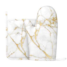 Dsiflylife 764749157721 Oven Mitts And Pot Holders Sets White Gold Kitchen Accessories Marble Silicon