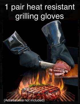 Xg1136207 E.grill 1 Pair Heat Resistant Insulated Grilling Gloves 250 C/482 F Protect Hands/wrists