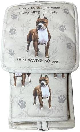 E&s 721718473473 Pets Pit Bull 3-piece Kitchen Set Oven Mitt Potholder And Towel