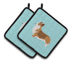 40000074 Eaas4939 East Urban Home Corgi Checkerboard Potholder Set Of