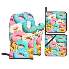 Echoserein 779745308339 Inch Cute Donut Oven Mitts And Pot Holders Set Of 4 - Kitchen Cooking Baking Bbq