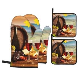 Entts-dl101-439455165 Echoserein Es Wine Themed Oven Mitts And Pot Holders Set Of 4 One Size