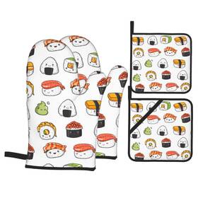Entts-dl101-439456302 Echoserein Japanese Kawaii Sushi Oven Mitts And Pot Holders Set Of 4 Mittens P