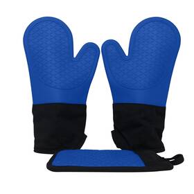 Ecoberi 850018878173 Oven Mitt And Pot Holder Set - Heat Resistant Silicone Non-slip Grip Cotton L