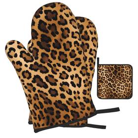Vd2q3d63u3dpbrlj5c Edafol Bf-#vd2q3d63u3dpbrlj5c Oven Mitts And Pot Holders Sets Of 3 Retro Animal Leopard Print Heat Resistan