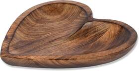 Kc518 Edhas Mango Wood Heart Curved Shaped Decorative Bowl For Table Medium Brown