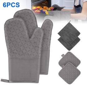 Eeekitonline 600609573013 6pcs Oven Mitts And Pot Holders With Dishcloths Heat Resistant Gloves Hotpads