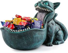 Cjmls-01 Ehuoyan Cat Candy Bowl Cheshire Statue Large Dish For Office Blue