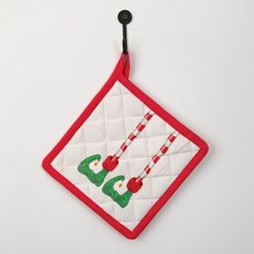 Elf Pot Holder With Hanging Loop Box Of 4 Christmas Decor
