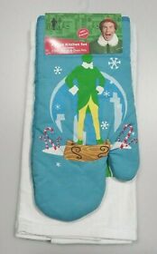 Elf The Movie 3 Piece Kitchen Set Includes 2 Dish Towels And 1 Oven Mitt Nwt