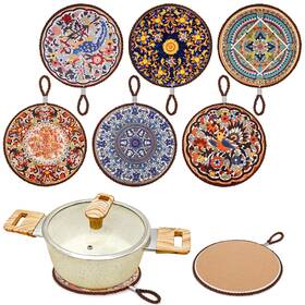 El-ceramictrivet-6s Elfully 6 Pack Ceramic Trivets 6.7 Inch Hot Pads For Pots And Pans Portable Hanging