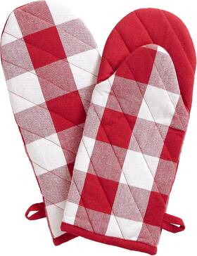 Elrene Home Fashions 026865113815 Farmhouse Living Buffalo Check Oven Mitt Pair Red/white