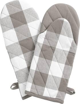 Elrene Home Fashions 026865113822 Farmhouse Living Buffalo Check Oven Mitt Gray/white