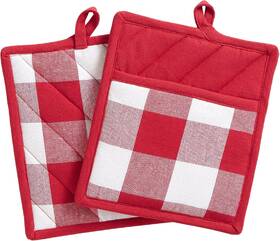Elrene Home Fashions 026865113860 Farmhouse Living Buffalo-check Pot-holder Set Red/white
