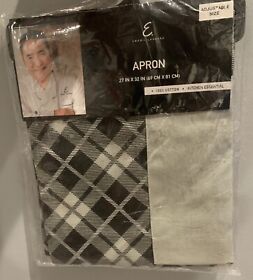 Elap001a Emeril Lagasse Black And Grey Plaid Apron 27inch X 32inch 100% Cotton New