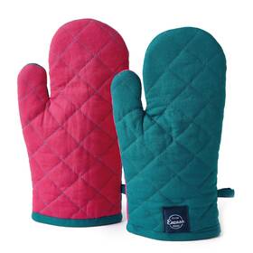 Og-00503-2 Encasa Xo Encasaxo Heat Resistant Cotton Oven Gloves Mitts 2 Pc Set - Quilted And Safe