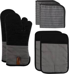 Enchante Direct 313094181105 Cook With Color Silicone Oven Mitts- Heat Resistant Gloves Soft Quilted Lin