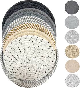 Zl-6p-1 Eoydkap 8 Inch Woven Trivets With Storage Basket 6 Pack For Hot Dishes Pot