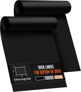 Essentials 003 Black02 17x25 Inch Large Oven Liners Bottom Of Heavy Duty Non-stick Reusable Fiberglass