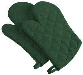 5770 Excello Brio Basic Terry Collection 100% Cotton Quilted 2 Piece Oven Mitt Dark Green