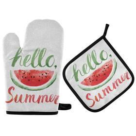 E-ot-g65943078p508c543s1096 Exnundod Hello Summer Pot Holders And Oven Mitts Set Watermelon Fruit Hot Pattern 24