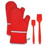 Extra Long Oven Mitts And Oil Brush 4pcs Set 500 Heat Resistant Nonslip Food