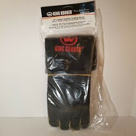 Extreme Heat Resistant 19 Inch Leather Gloves Multi-purpose Black King Kooker
