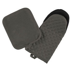 Ezi Premium One Oven Mitt And 1 Pot Holder 2 Piece Set Gray