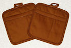 Family Chef 2 Chocolate Brown Neoprene Potholders With Pockets Hanging Loops 032251029301