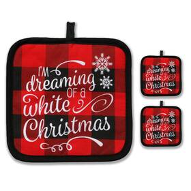 995634 Favor Parts 2 Oven Pot Holders Gift Set - Red And Black Check Iftm Dreaming
