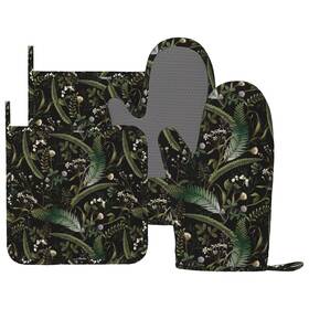 Fendoulang 749782640638 Mushrooms Oven Mitts And Pot Holders Sets Silicone Forest Plants Wild Berries