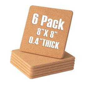 Firstgift 752671499644 Square Cork Trivets Set 6 Pack 8 Inch X 0.4 Thick For Ho