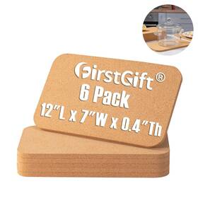 Firstgift 752671499668 Rectangle Cork Trivets Set 6 Pack 12 Inch X 7 0.4 Thick